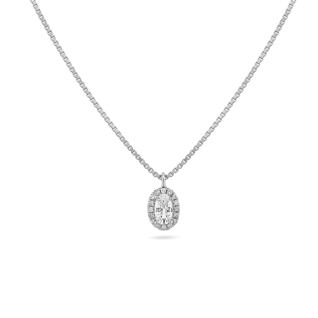 14K Oval Diamond Necklace Necklaces IceLink-CAL   